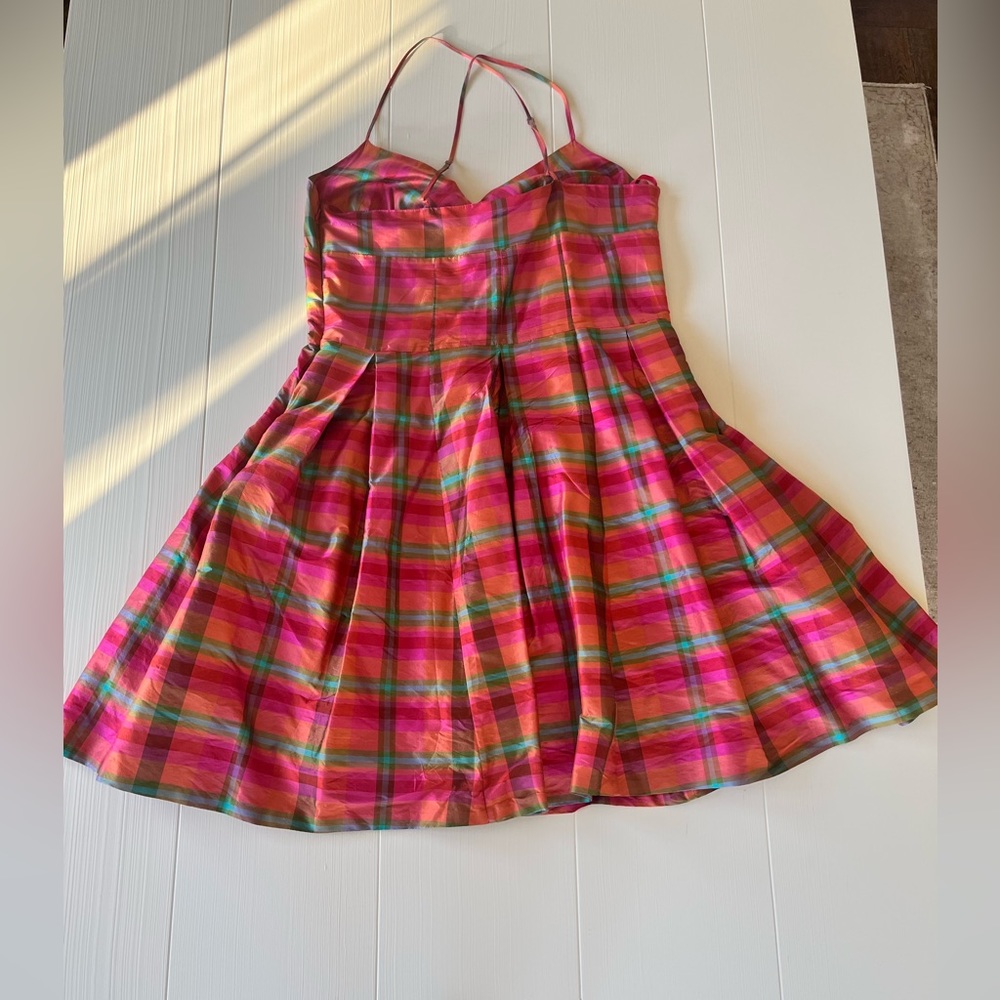 Isaac Mizrahi for Target silk multicolored Plaid sundress.